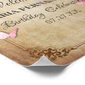 バラ赤面ピンクバタフライクラウン金ゴールドキンセアニェラ ポスター (角)