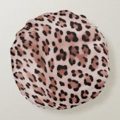 バラ赤面ピンクヒョウ ラウンドクッション (裏面)