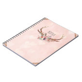 バラ赤面ピンクフローラディアー〔雄ジカの〕枝角ボホシック ノートブック (左側)