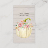 バラ赤面ピンクフローラホワイトパンプキンおむつラッフル 名刺 (裏面)