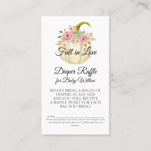 バラ赤面ピンクフローラホワイトパンプキンおむつラッフル 名刺 (正面)