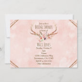 バラ赤面ピンクフローラ鹿〔雄ジカの〕枝角招待状 招待状 (正面)