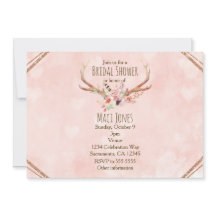 バラ赤面ピンクフローラ鹿〔雄ジカの〕枝角招待状