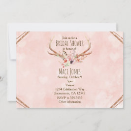 バラ赤面ピンクフローラ鹿〔雄ジカの〕枝角招待状 招待状