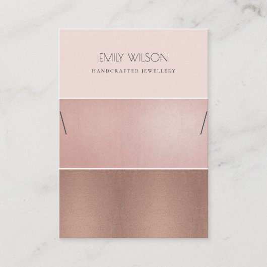 バラ赤面ピンク銅ストライプネックレスディスプレイ 名刺 (正面)