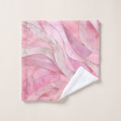 バラ赤面ピンク – モザイク波 バスタオルセット (ウォッシュタオル)