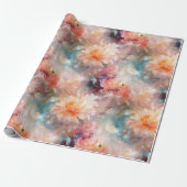 バラ赤面ピーチオレンジフローラ結婚ズ ラッピングペーパー (アンロールド)