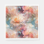 バラ赤面ピーチオレンジフローラ スタンダードランチョンナプキン (正面)