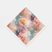 バラ赤面ピーチオレンジフローラ スタンダードランチョンナプキン (角)