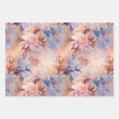 バラ赤面ピーチオレンジフローラ ラッピングペーパーシート (正面3)