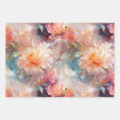 バラ赤面ピーチオレンジフローラ ラッピングペーパーシート (正面)