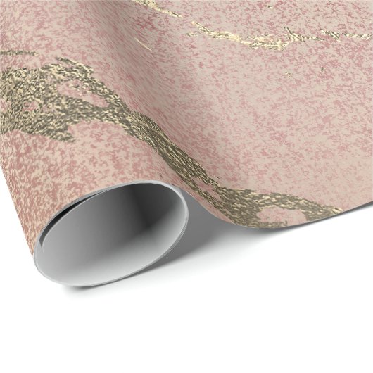 バラ赤面フォキージャースキン金ゴールドマーブルシャイニーVIP ラッピングペーパー (ロールコーナー)