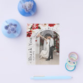 バラ赤面フォト結婚予算のサンキューカード チラシ (シングル)