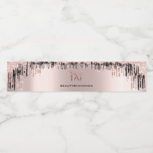 バラ赤面ブラックドリップスヘアードレッサーメイクアップロゴ ペットボトルラベル (シングルラベル)