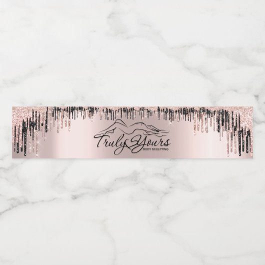 バラ赤面ブラックドリップ体スクラップロゴ ペットボトルラベル (シングルラベル)