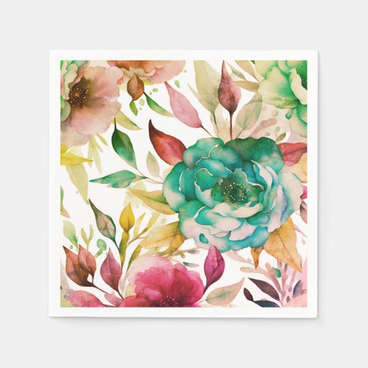 バラ赤面ヴィンテージスタイル スタンダードカクテルナプキン (正面)