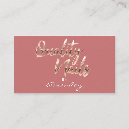 バラ赤面品質爪、 ネイルスクリプトQRコードロゴ 名刺 (正面)