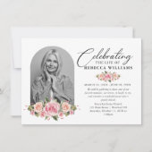 バラ赤面書道お祝いの生活 招待状 (正面)