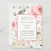 バラ赤面水色エレガントな結婚式 招待状 (正面)