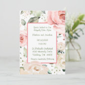 バラ赤面水色エレガントな結婚式 招待状 (スタンド正面)