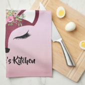 バラ赤面絵を描グリッターガーリーキツネ キッチンタオル (四つ折り)