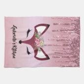 バラ赤面絵を描グリッターガーリーキツネ キッチンタオル (横)