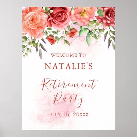 バラ退職パーティーウェルカムサイン ポスター (正面)