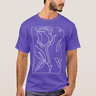 バラ連続線アート Tシャツ
