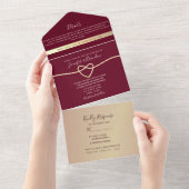 バラ金とワインレッドの結婚式 オールインワン招待状 (貼ってはがせる)