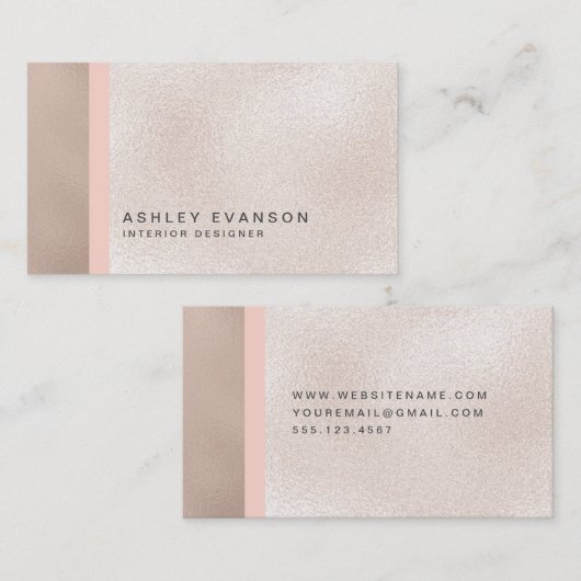 バラ金エレガント箔プリントカラーブロックパターン 名刺 (正面/裏面)