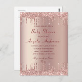 バラ金ゴールドあなたの赤ちゃんシャワー招待状カード ポストカード (正面/裏面)