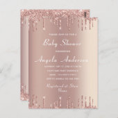 バラ金ゴールドあなたのQRコードベビーガールシャワー招待状 ポストカード (正面/裏面)