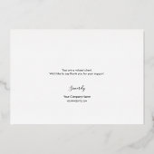 バラ金ゴールドありがとうスクリプトカスタムロゴ 箔招待状 (裏面)