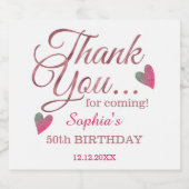 バラ金ゴールドありがとう50th誕生日パーティーの好意 スパークリングワインラベル (シングルラベル)