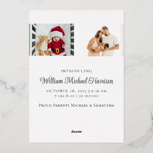 バラ金ゴールドおもしろい休日ベビー誕生発表 箔シーズンカード (裏面)