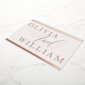 バラ金ゴールドおよびエレガント赤面モダン結婚の 箔招待状 (回転した状態)