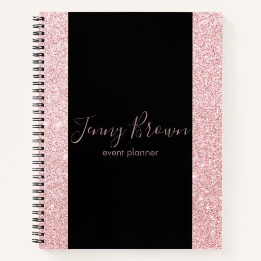バラ金ゴールドおよびグリッタースクリプエレガントト ノートブック (正面)