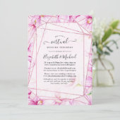 バラ金ゴールドおよびピンクフローラジオメトリックバーチャル結婚ズ 招待状 (スタンド正面)