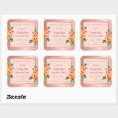 バラ金ゴールドおよびピンクフローラ製品の包装ラベル スクエアシール (シート)