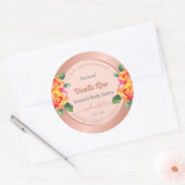 バラ金ゴールドおよびピンクフローラ製品の包装ラベル ラウンドシール (封筒)