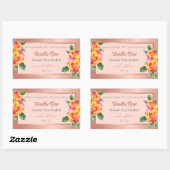 バラ金ゴールドおよびピンクフローラ製品の包装ラベル 長方形シール (シート)