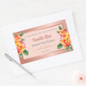 バラ金ゴールドおよびピンクフローラ製品の包装ラベル 長方形シール (封筒)