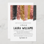 バラ金ゴールドおよびブラックテープ誕生日招待状 招待状 (正面/裏面)