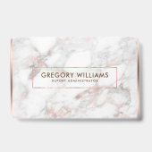 バラ金ゴールドおよび白フェイク大理石縁どフレーム バッジ (裏面)