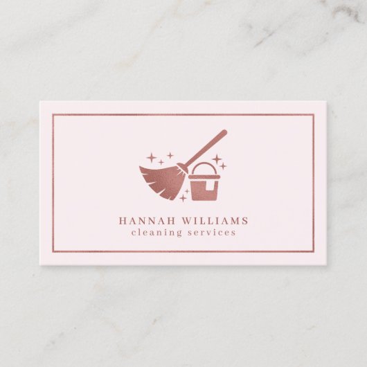 バラ金ゴールドおよび赤面ピンククリーニングサービス 名刺 (正面)