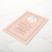 バラ金ゴールドおよび赤面ピンクダイヤモンドバチェロレッテ箔 箔招待状 (回転した状態)