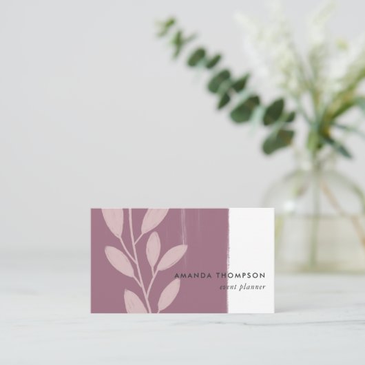 バラ金ゴールドおよび赤面ピンク抽象芸術 名刺 (スタンド正面)