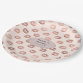 バラ金ゴールドおよび赤面フォイル結婚リップ ペーパープレート (アングル)