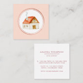 バラ金ゴールドおよび赤面不動産代理業者ソーシャルメディアのアイコン スクエア名刺 (正面/裏面)