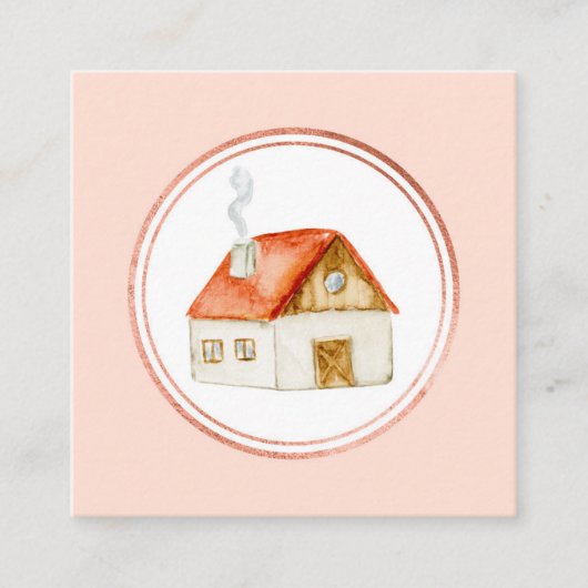 バラ金ゴールドおよび赤面不動産代理業者ソーシャルメディアのアイコン スクエア名刺 (正面)